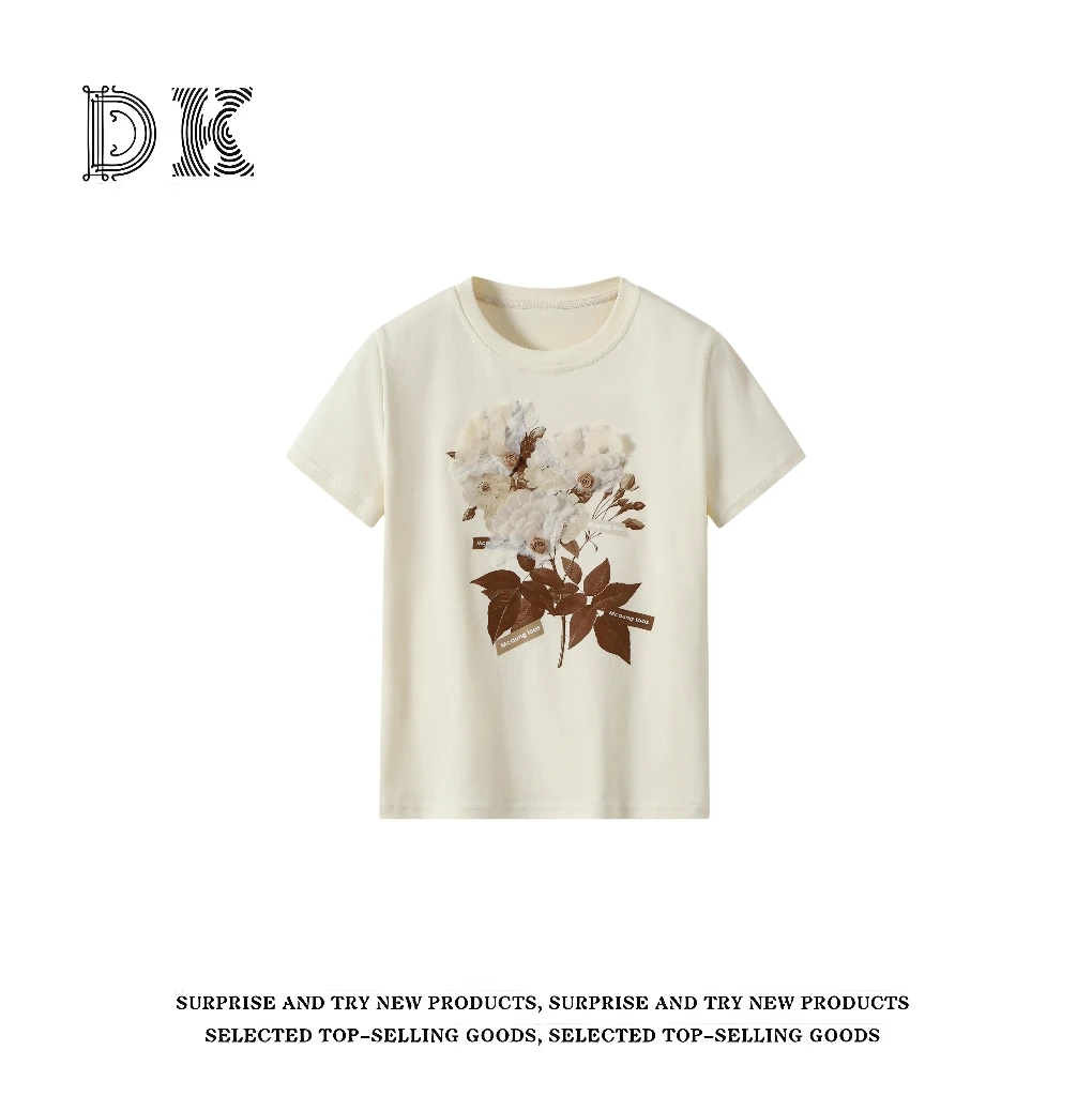 【鲜花T】夏季新款2025年新款休闲重工设计感上衣【DK】