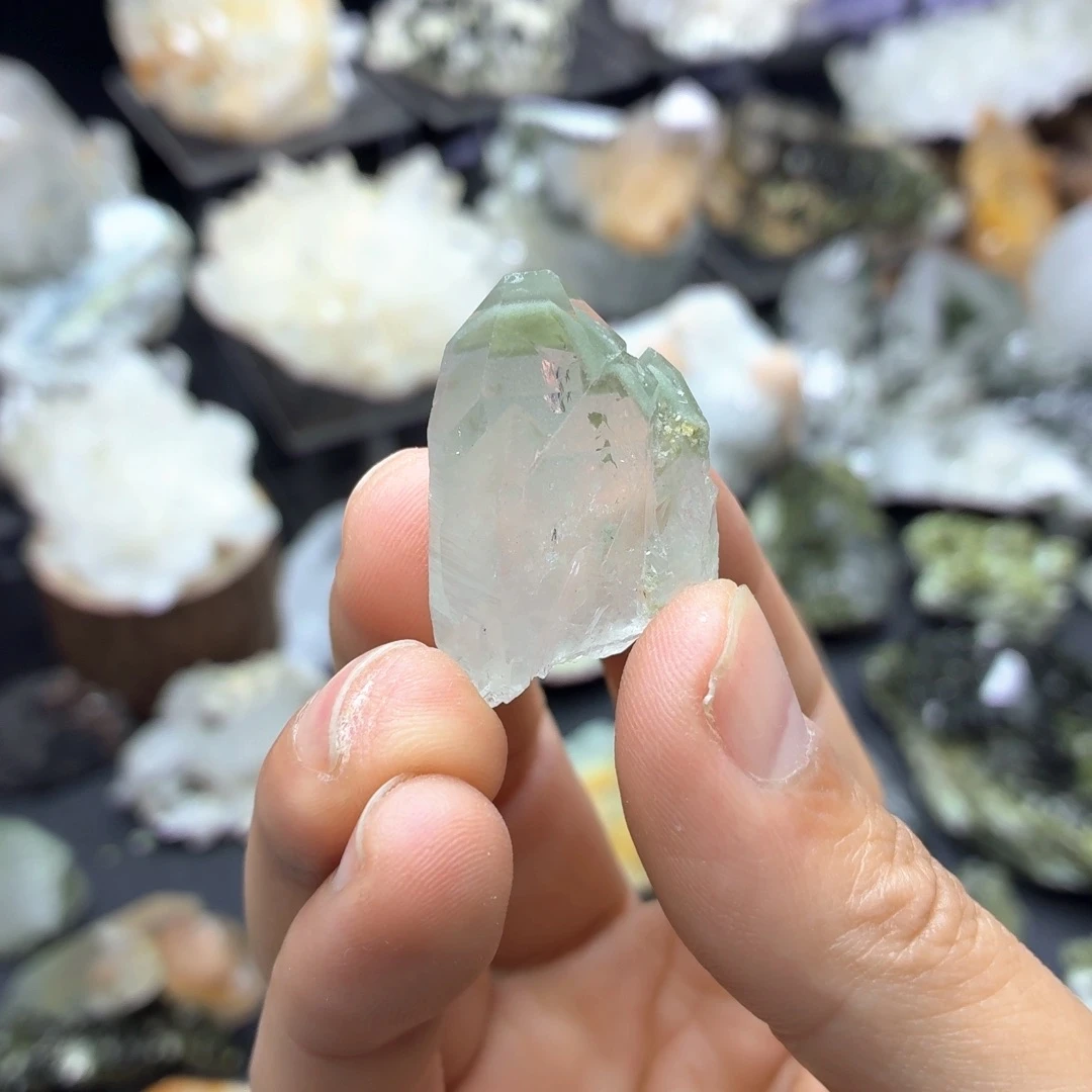 石材超美绿幽晶簇