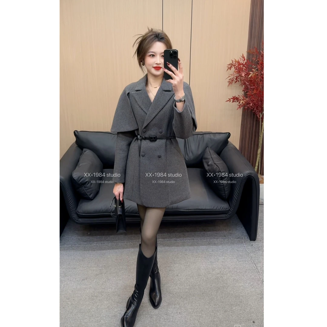 1984 精选【斗篷款】冬季时尚气质中长款羽绒服