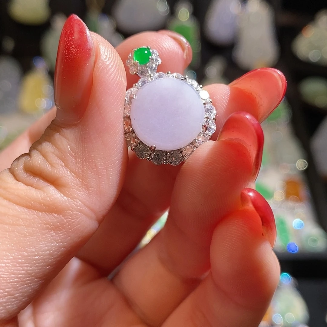 翡翠银S925镶嵌颈饰天然翡翠