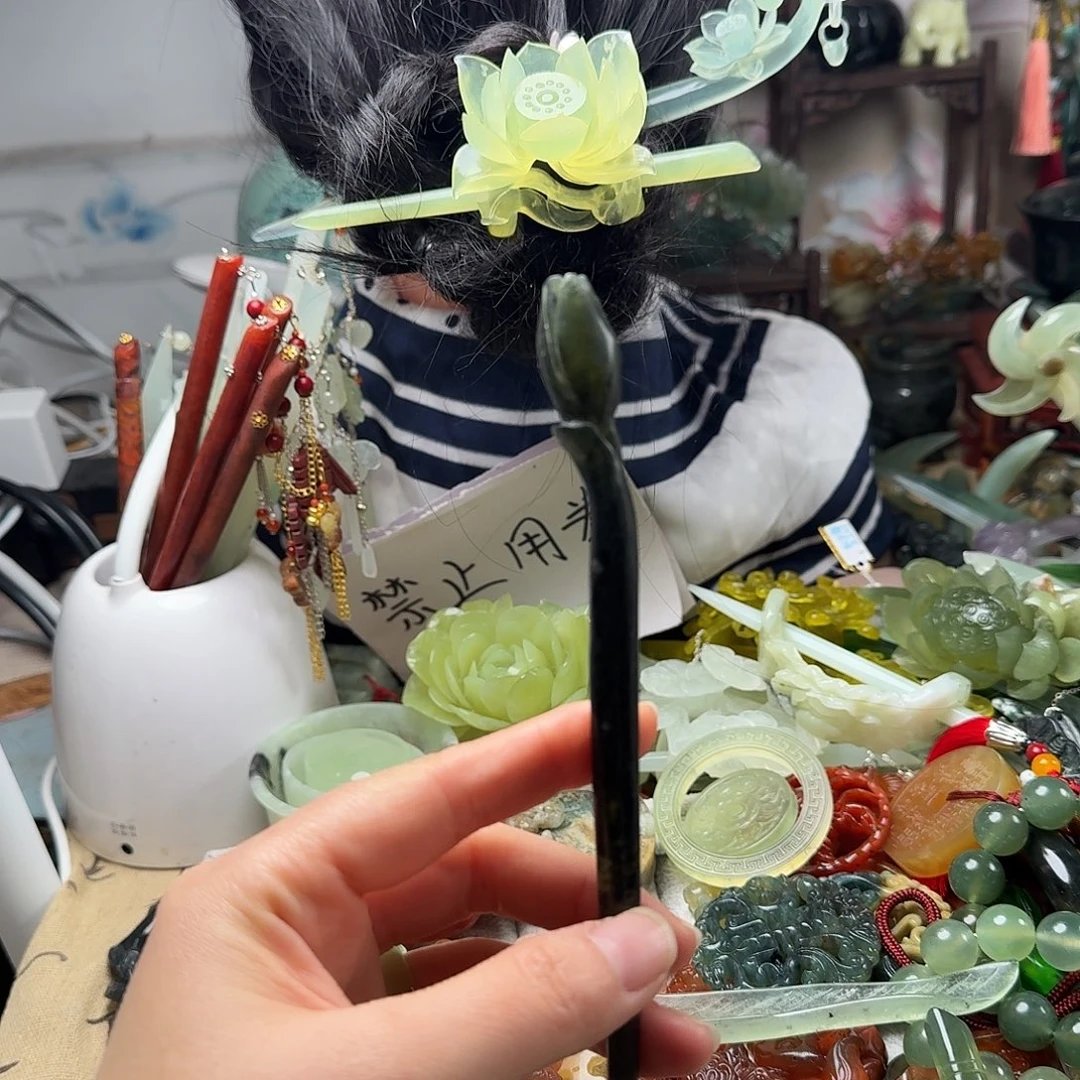 蛇纹石玉合金发饰