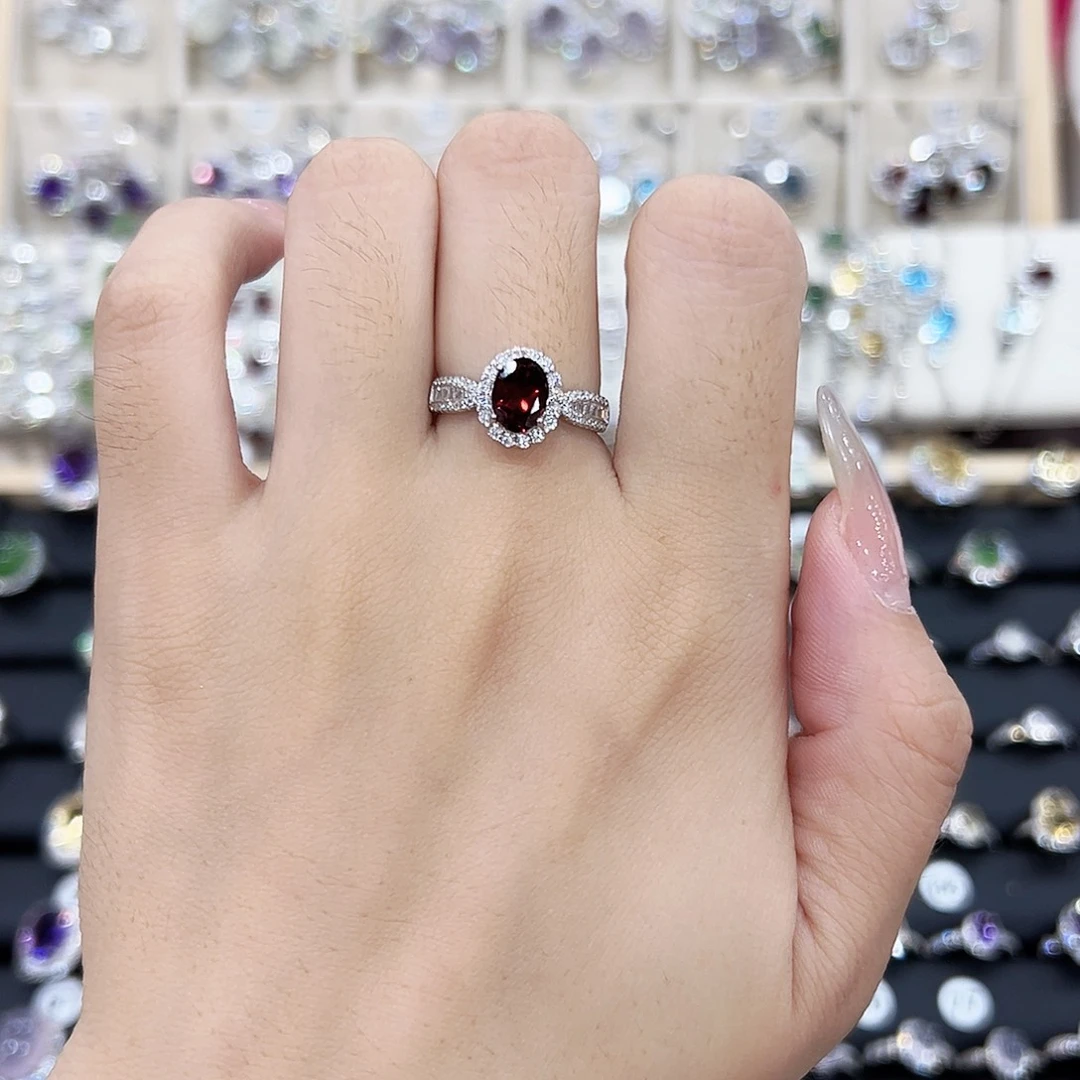 银S925镶嵌岫玉戒指