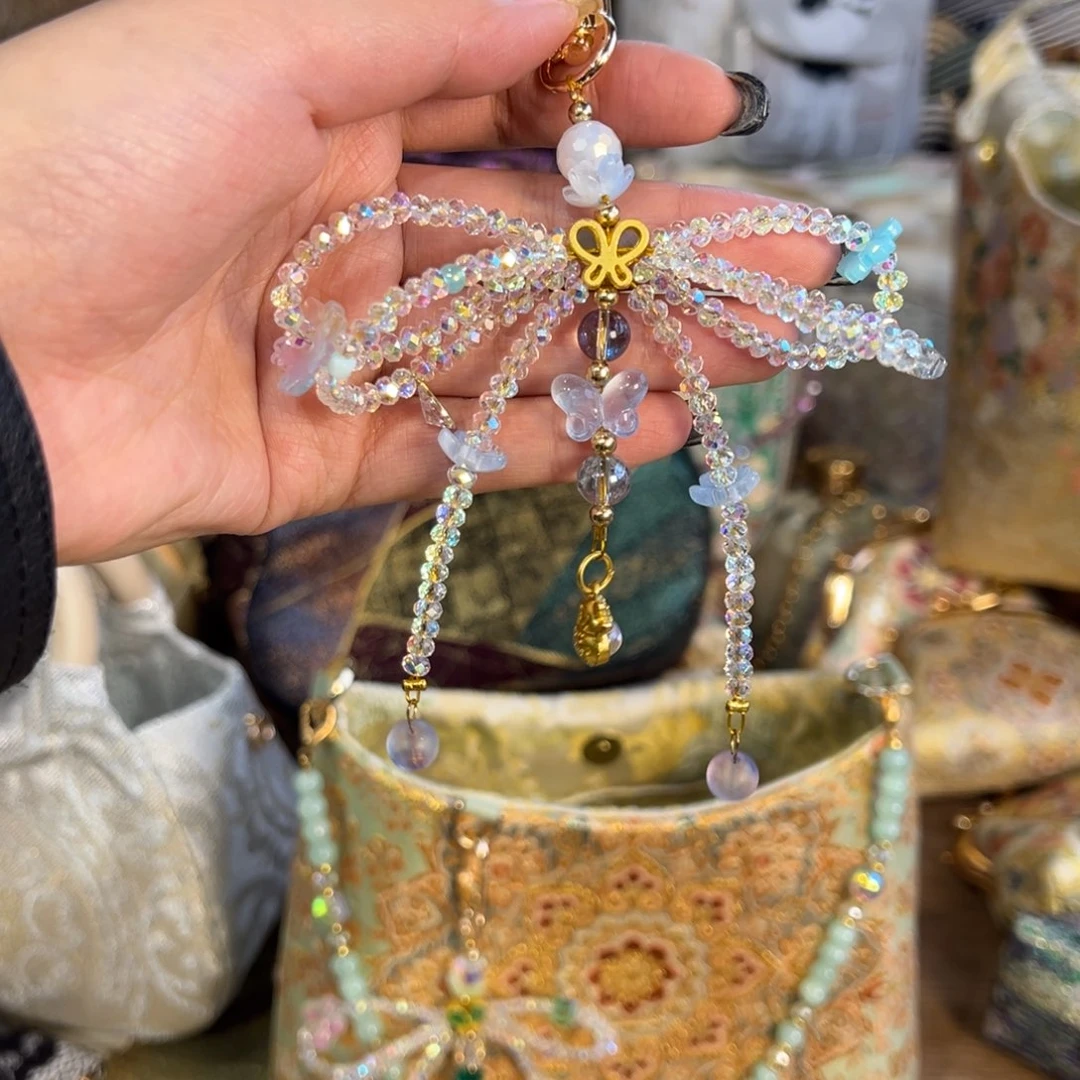 茶***道织绣蝴蝶结挂件不退换