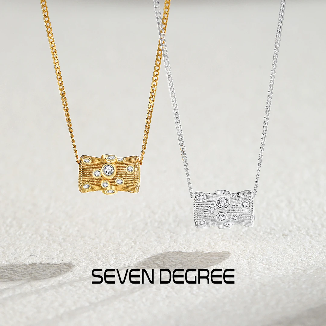 七度 坠链均925银合成锆石 项链女中古老钱风锁骨链路路通小蛮腰