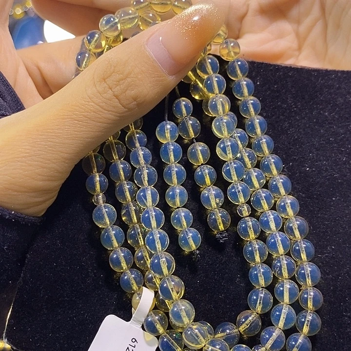 蓝珀未镶嵌珠宝奇石墨西哥蓝珀佛珠6