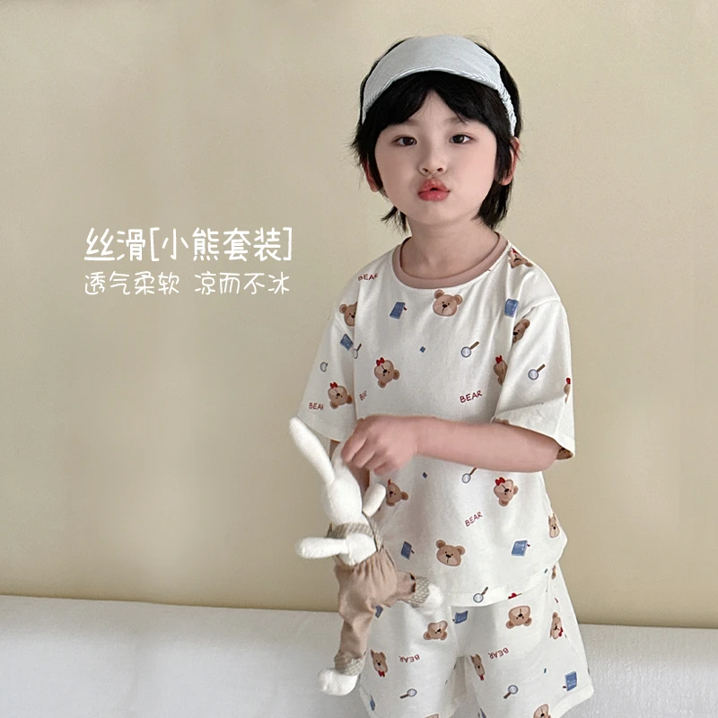 黑咖熊2025春夏新款圆领冰丝套装 HXAJ5120