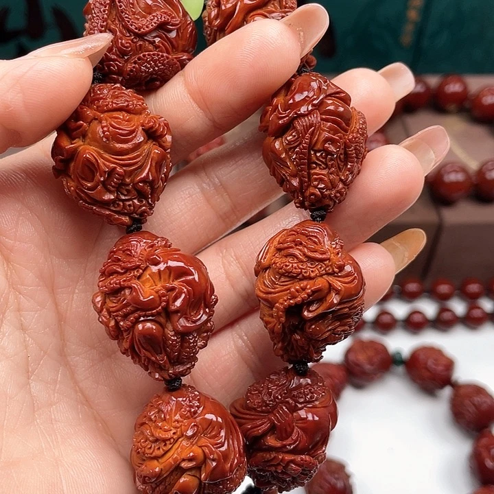 橄榄核手串周*大龙达摩手串