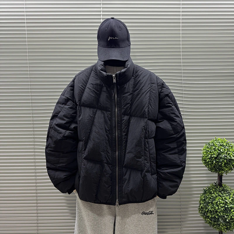 轻奢极简潮牌立领短款男士羽绒服冬季新款休闲百搭白鸭绒保暖外套