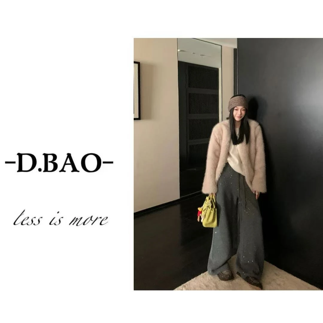 X'JIE-「脱颖明星」亮闪闪云感松弛感弯刀休闲毛呢裤226号21723