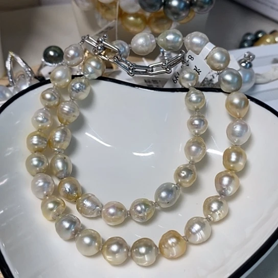 海水珍珠银S925镶嵌颈饰8-10