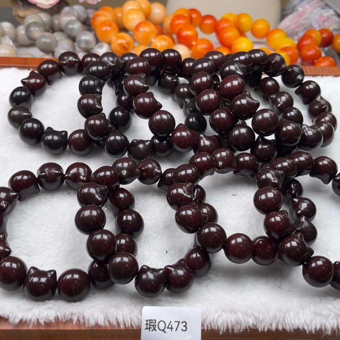 菩提根/象牙果手串瑕wq473猫头随机一串17.