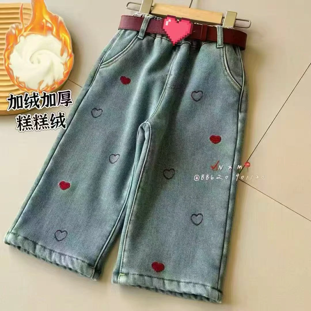 女童加绒牛仔裤2025冬季新款儿童加厚外穿长裤女孩冬装保暖裤子潮