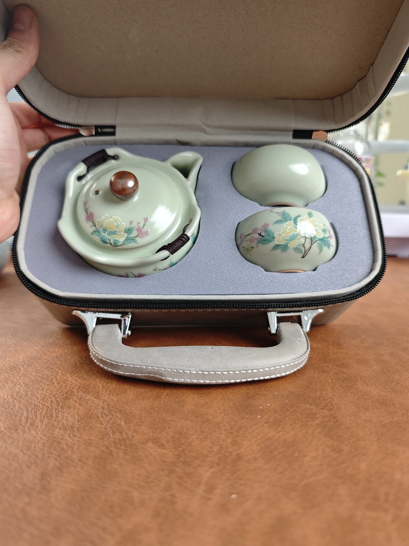 A167芙蓉花快客杯便携旅行户外车载茶具陶瓷商务伴手礼礼盒家用