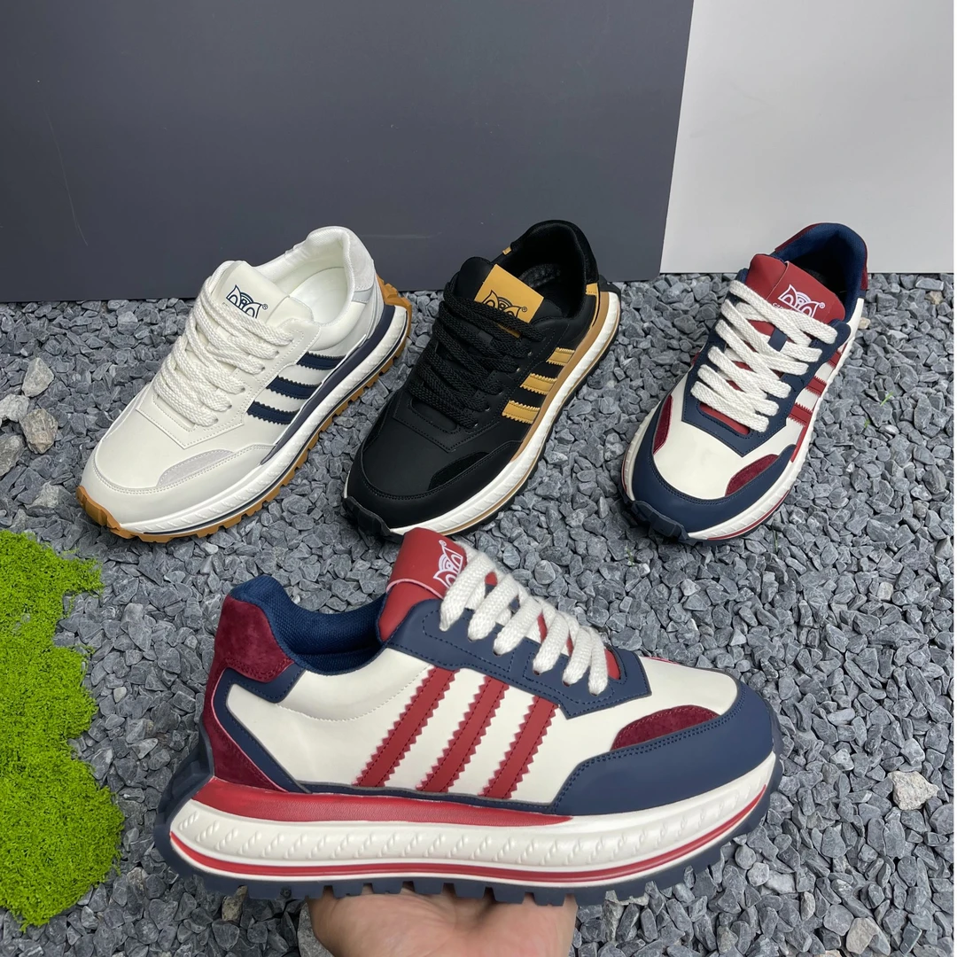 2025春季新款休闲时尚潮流拼色百搭舒适厚底阿甘潮男士潮鞋