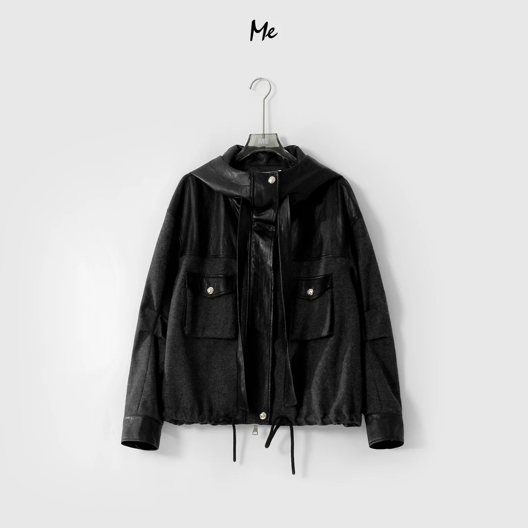 ME【黑胶带】绵羊毛混纺超柔细腻质感复古摔纹肌理百搭外套MESS0268