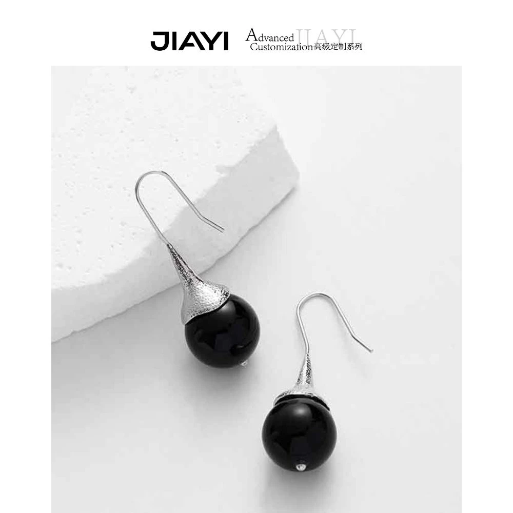 铜合金耳饰 『墨屿耳环』原创设计师 极简高级黑耳环SPEDA003