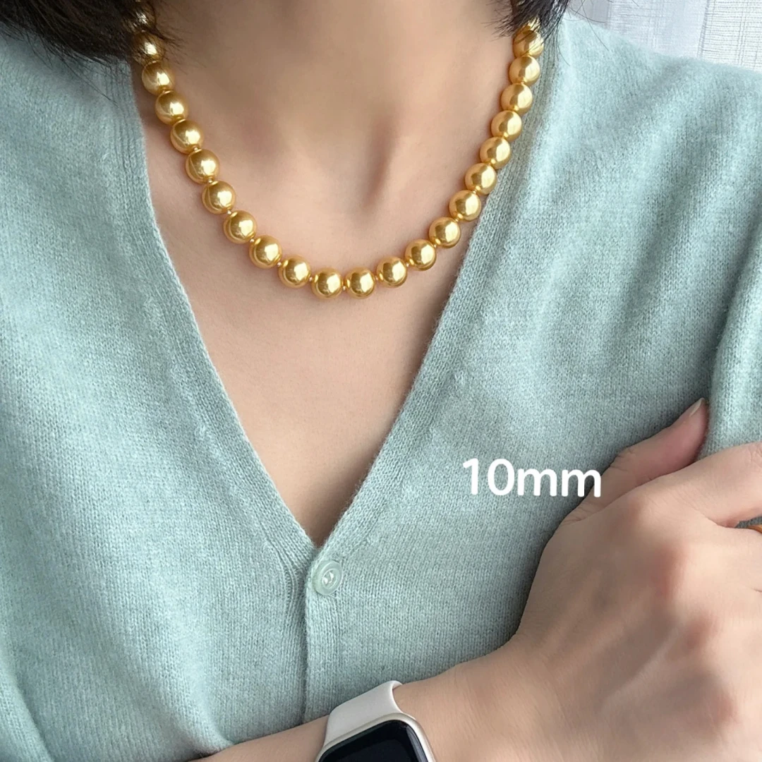 毒饰高定  经典百搭香槟色珠珠项链（10厘）LMDS076