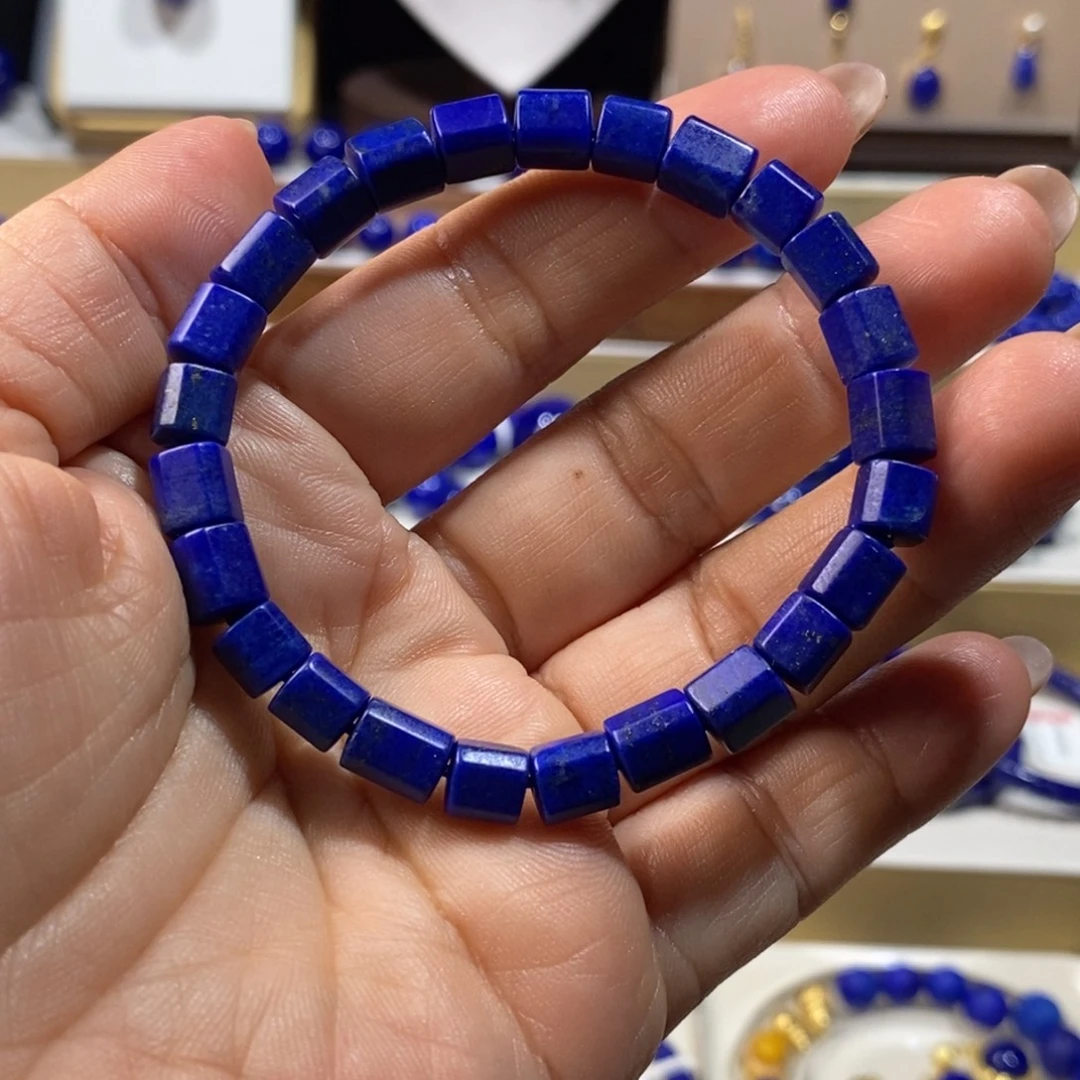 小***黄青金石未镶嵌手串6+m随型