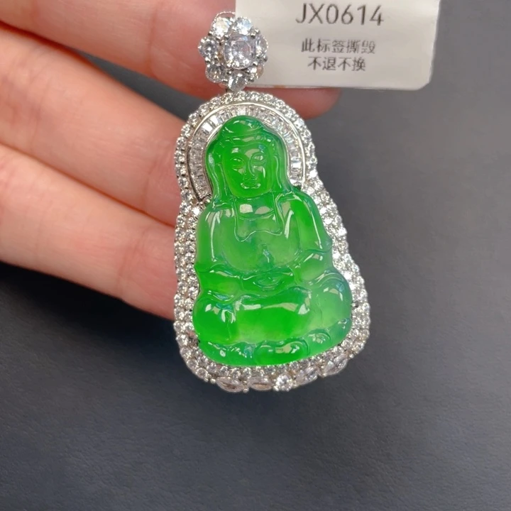 翡翠银S925镶嵌吊坠(不含链)