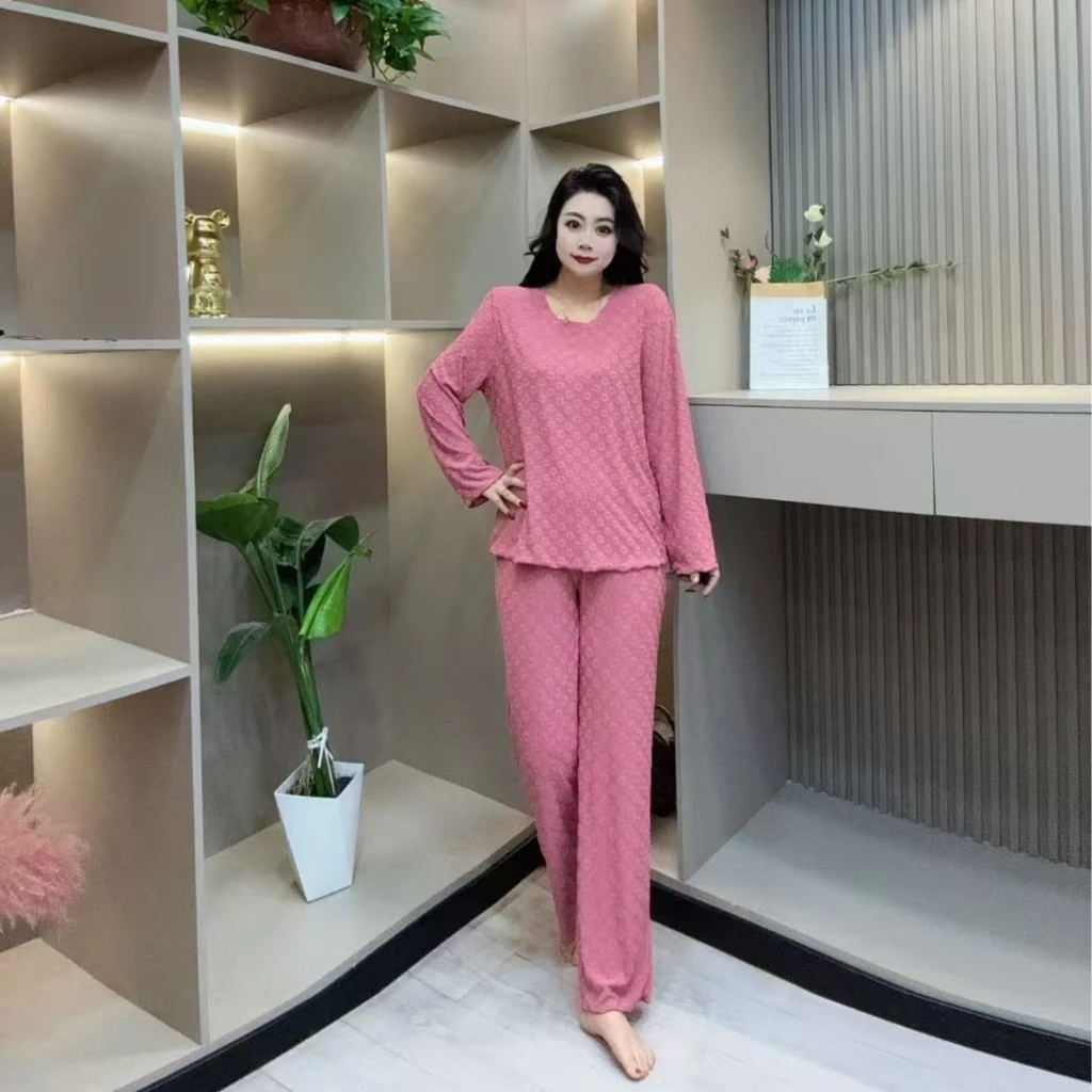 家居睡衣两件套-千 88673 压花时尚保暖舒适百搭胖MM大码女装新款