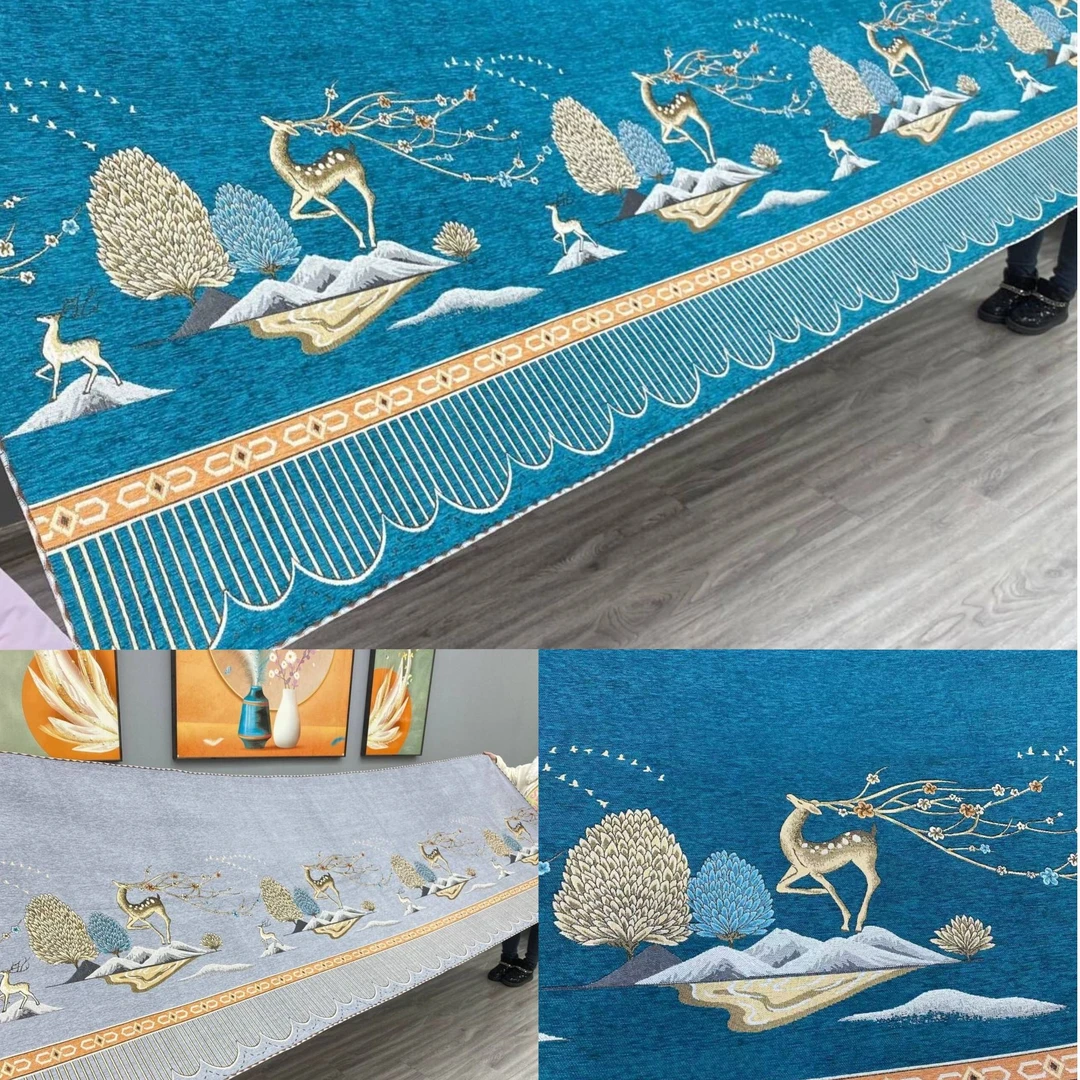 四季通用雪尼尔沙发垫（一鹿向前）