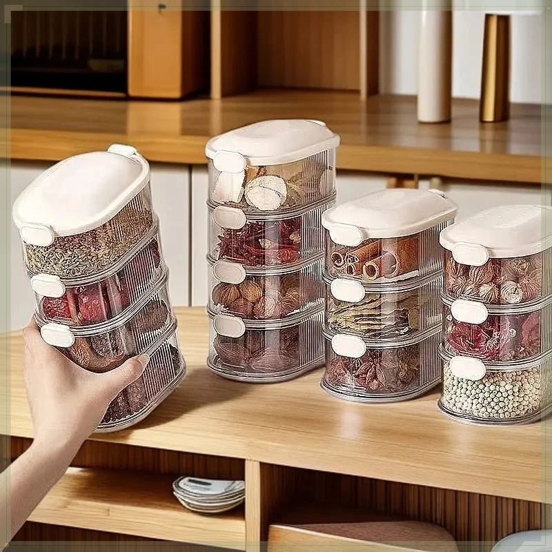 【香料收纳盒调料盒】一体多格家用厨房佐料分装防潮调味瓶密封罐盒
