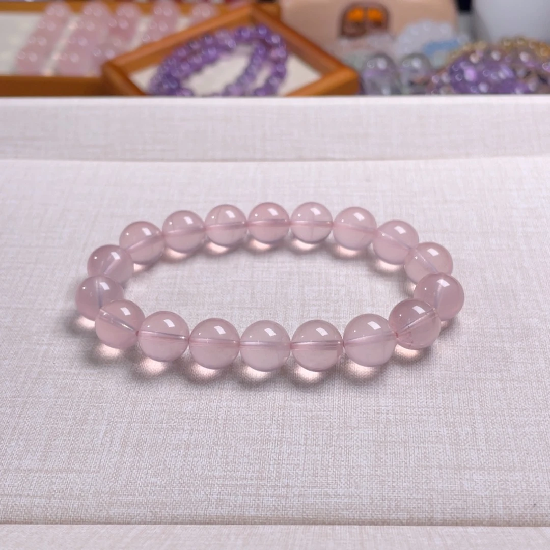 未镶嵌芙蓉石手链粉水晶卡10+手串