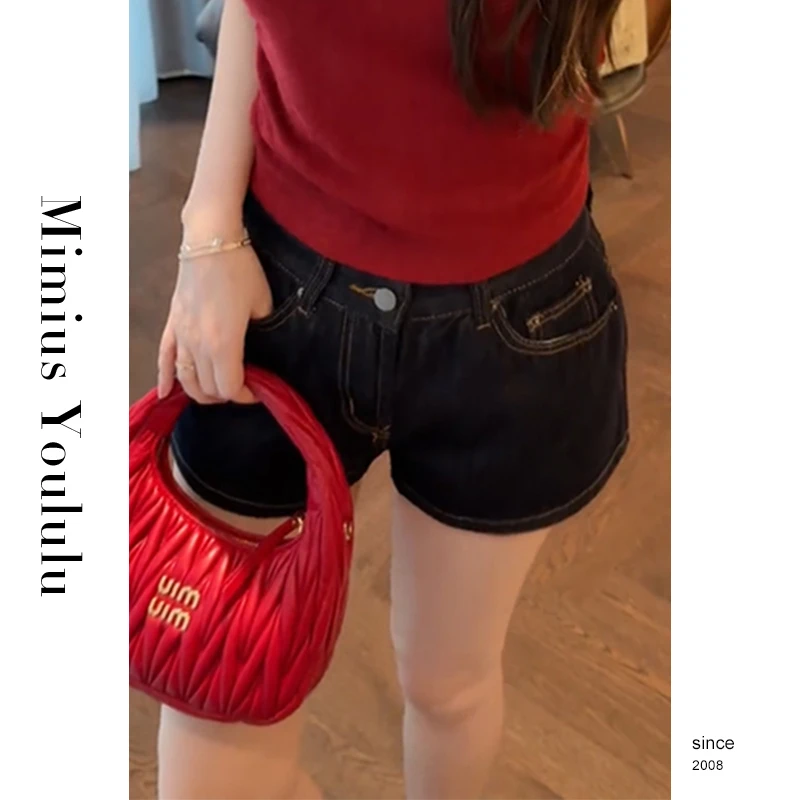 【mimius】琳琳 高腰显瘦遮跨牛仔短裤 WG03072