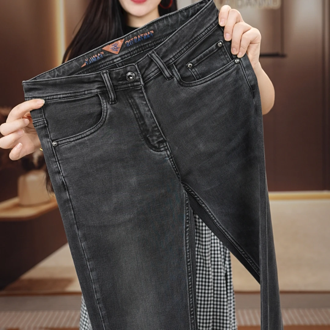 秋冬新款经典武士灰男士牛仔裤九分百搭时尚修身显高显瘦舒适透气