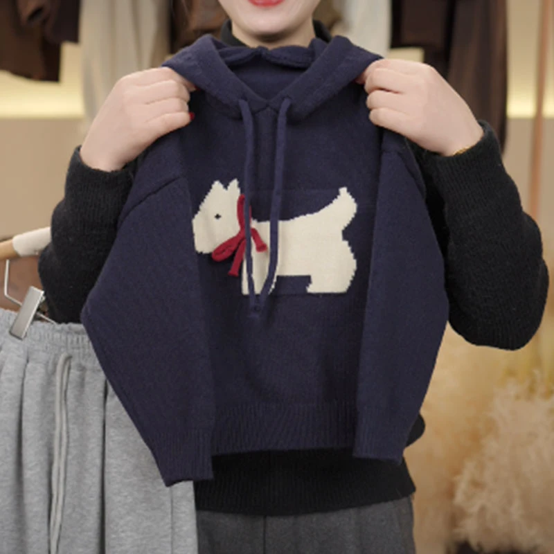 【饭多多】春款儿童男女童韩版时尚洋气毛衣针织连帽