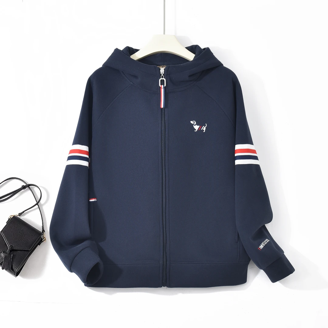 冬季新款加绒加厚小狗刺绣连帽拉链开衫 2663