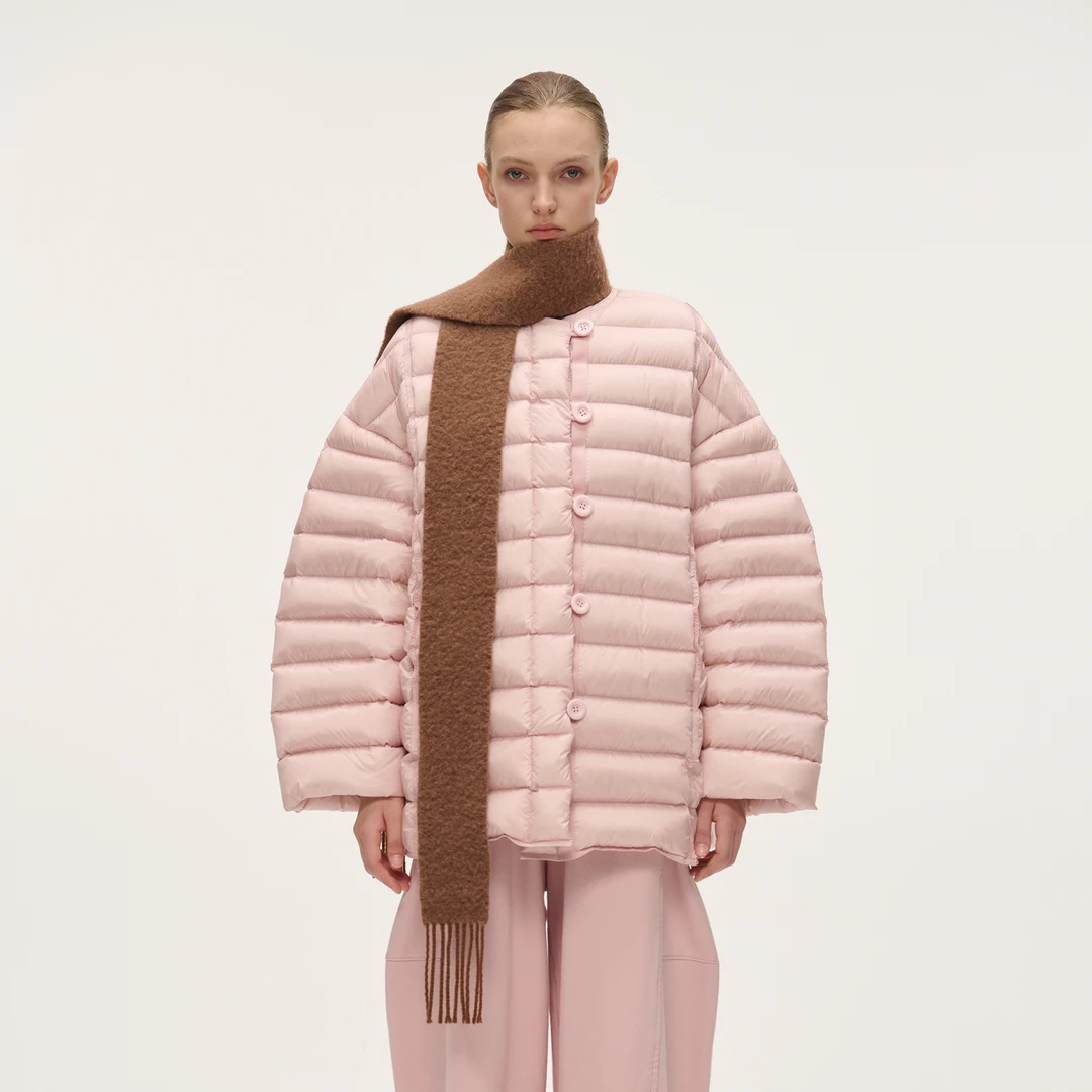 【SYUGNA】无领纽扣门襟裤型大排骨羽绒服保暖外套女25秋冬小众设计