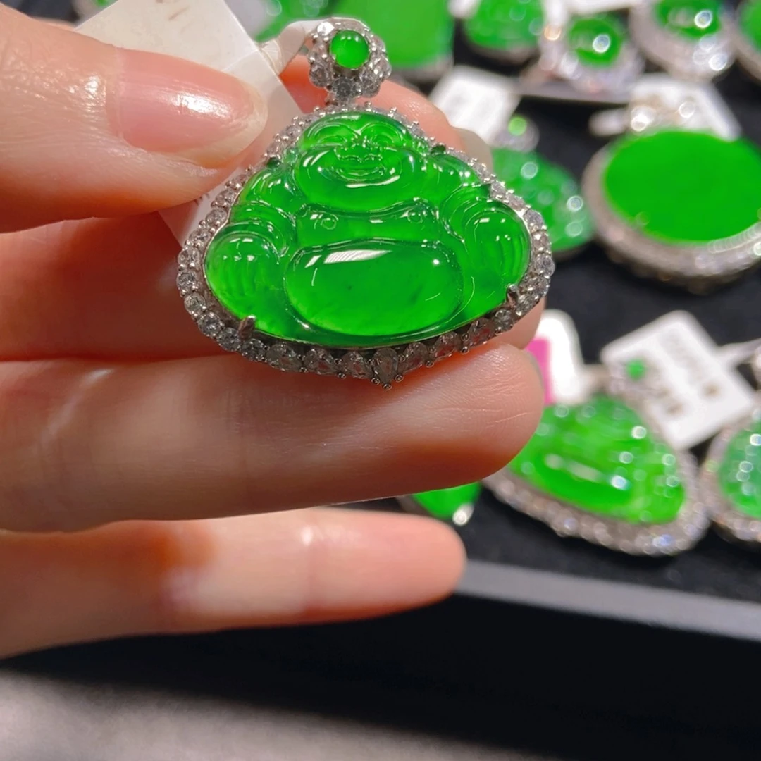 翡翠吊坠(不含链)银S925镶嵌