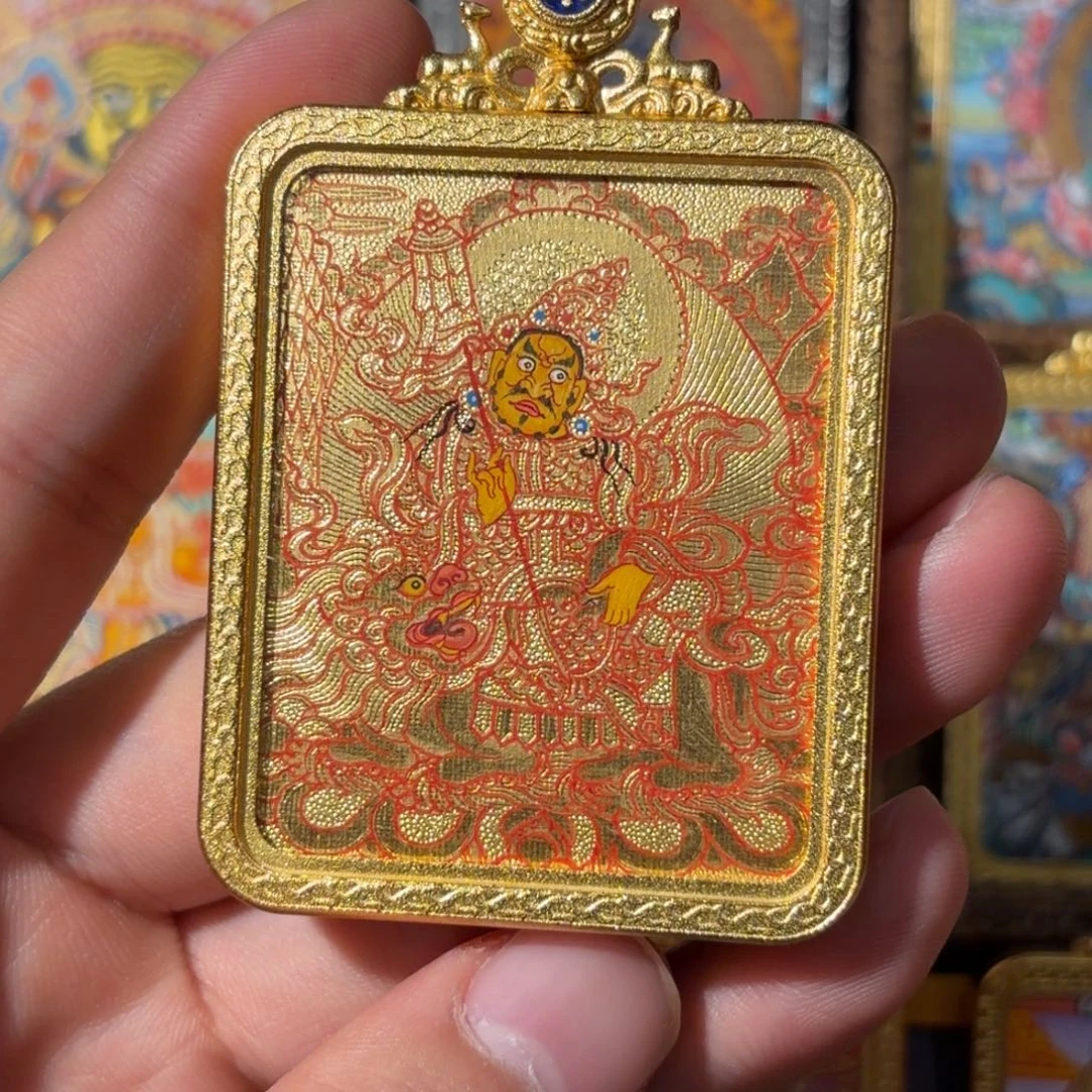 吊坠98金纯手绘财宝天王