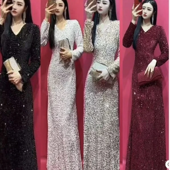 (粉黛佳人)气质轻奢名媛满钻温柔鱼尾裙1239