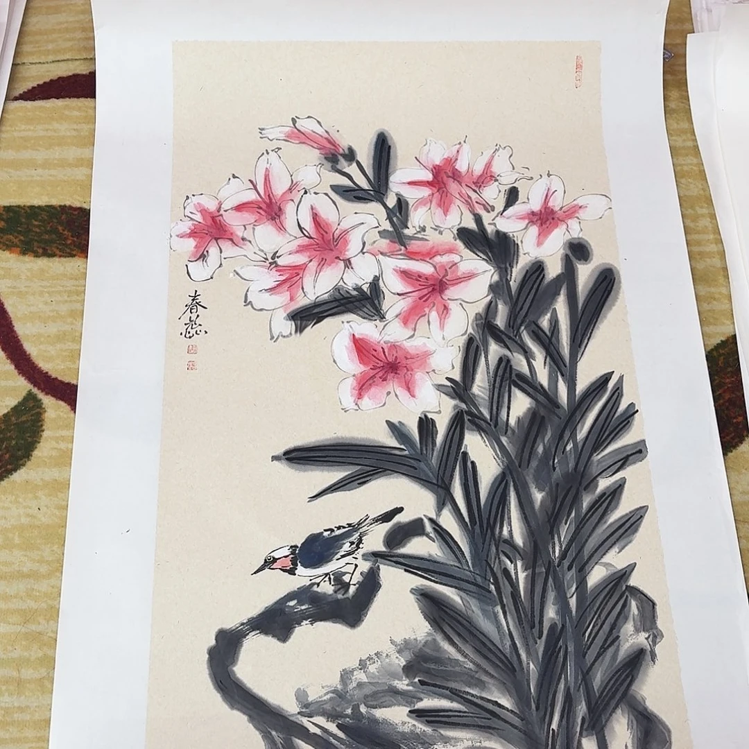 国画三尺整纸手绘作品