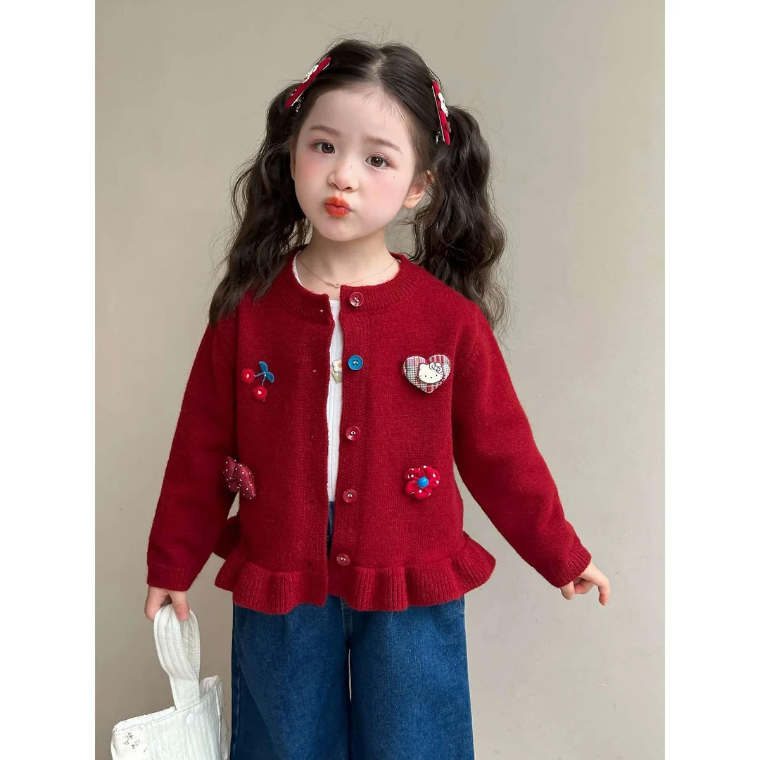 女童秋款毛衣2025新款春秋开衫外套女孩宝宝洋气百1215岁大童毛衣