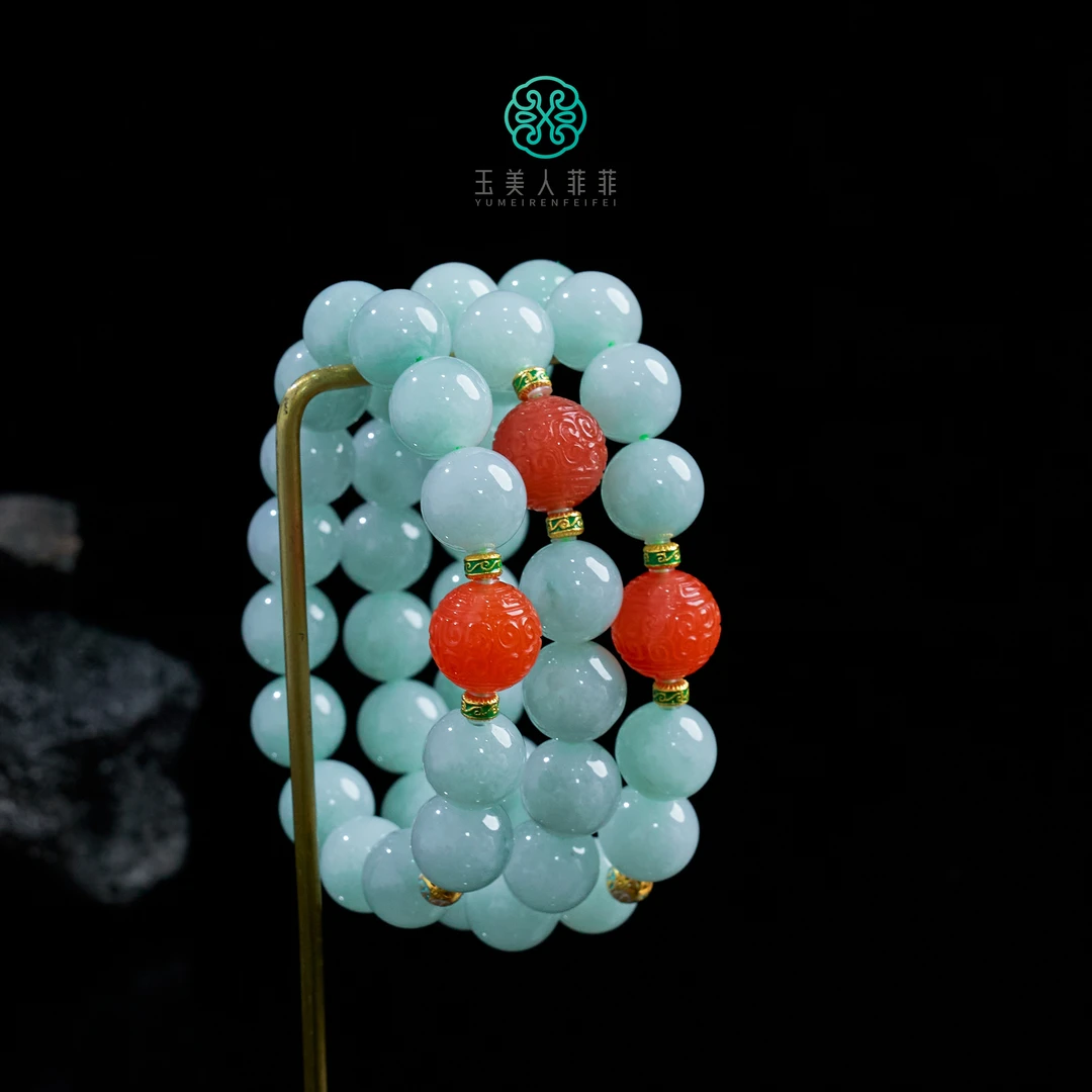 珠光宝气-翡翠单圈圆珠手串约12mm-多样性发一