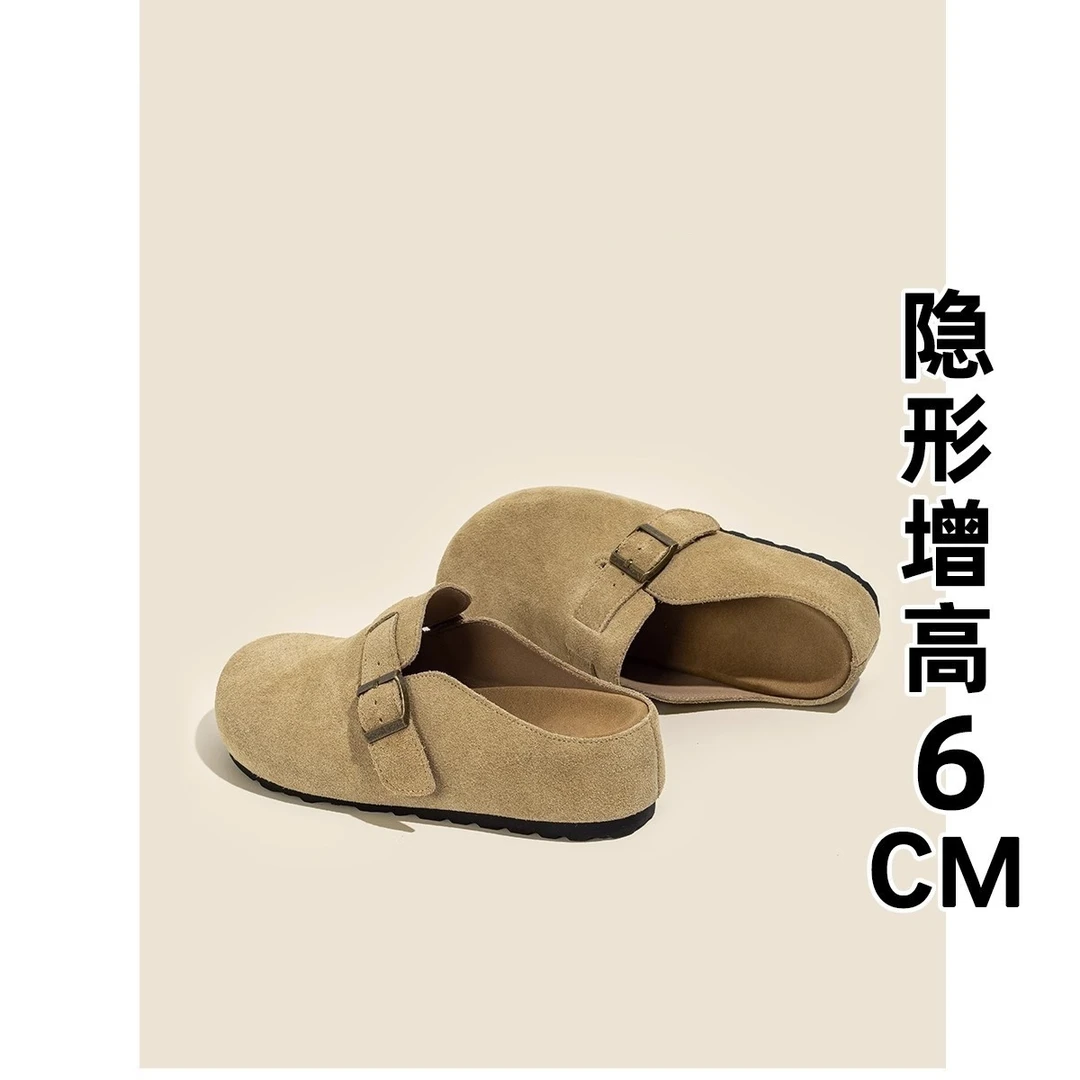 三福厚底勃肯鞋女半拖2025夏季新款增高6CM博肯包头半拖鞋女外穿