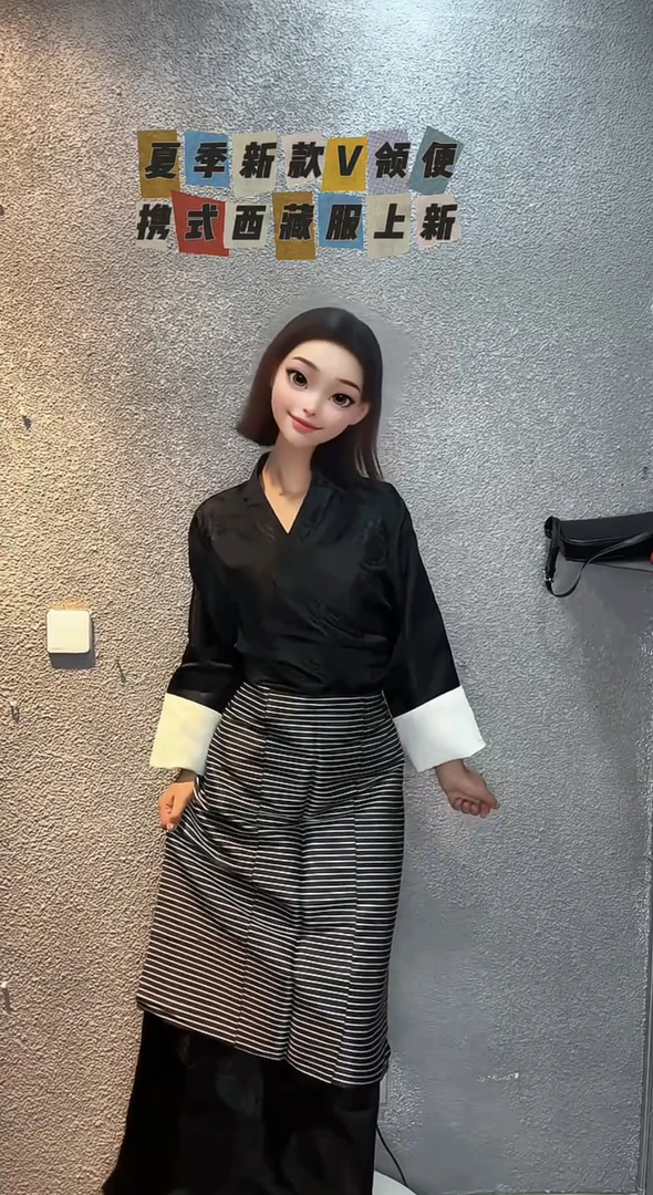 夏季新款V领便携式时尚西藏服过林卡必备款