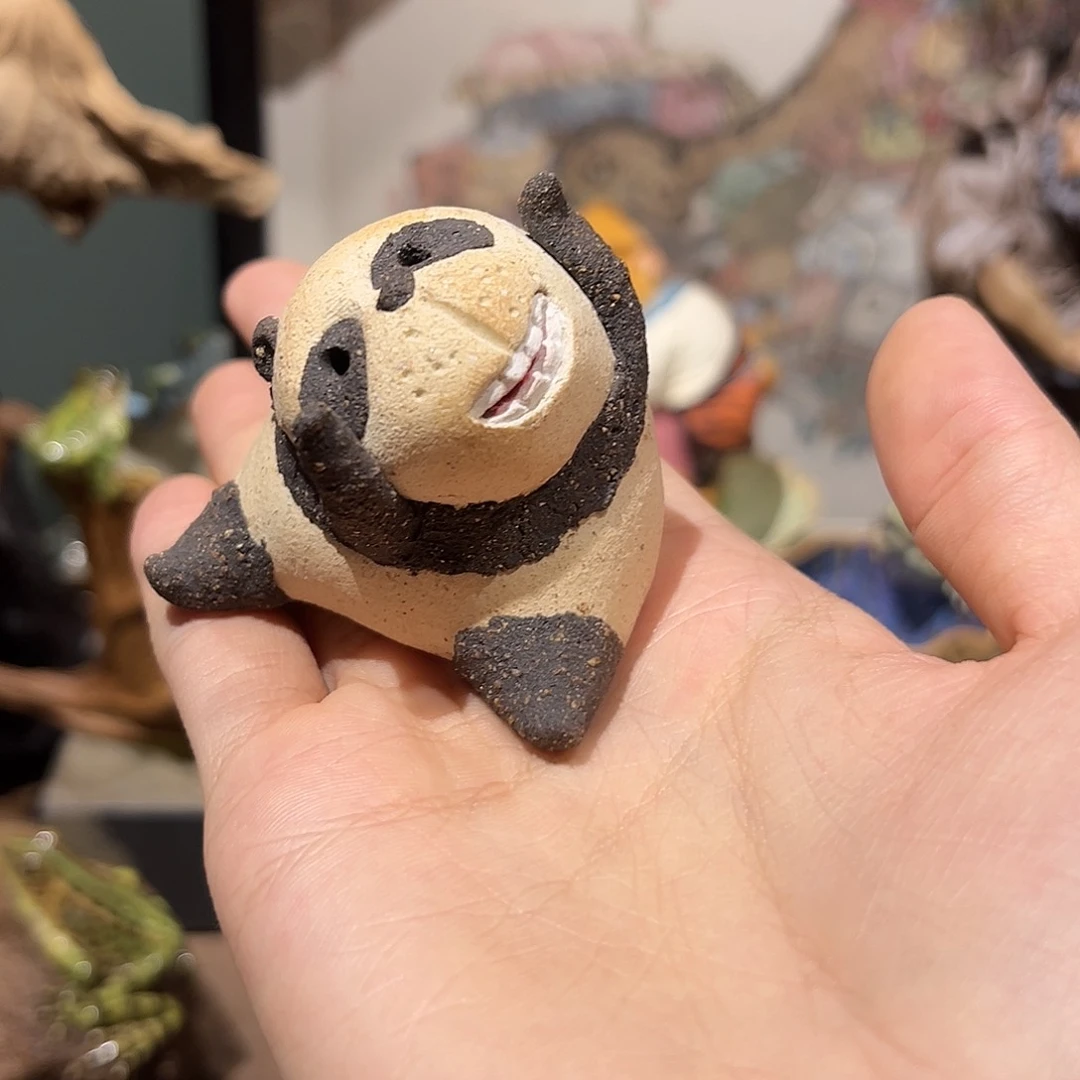 良**茶小熊猫一件纯手工陶瓷