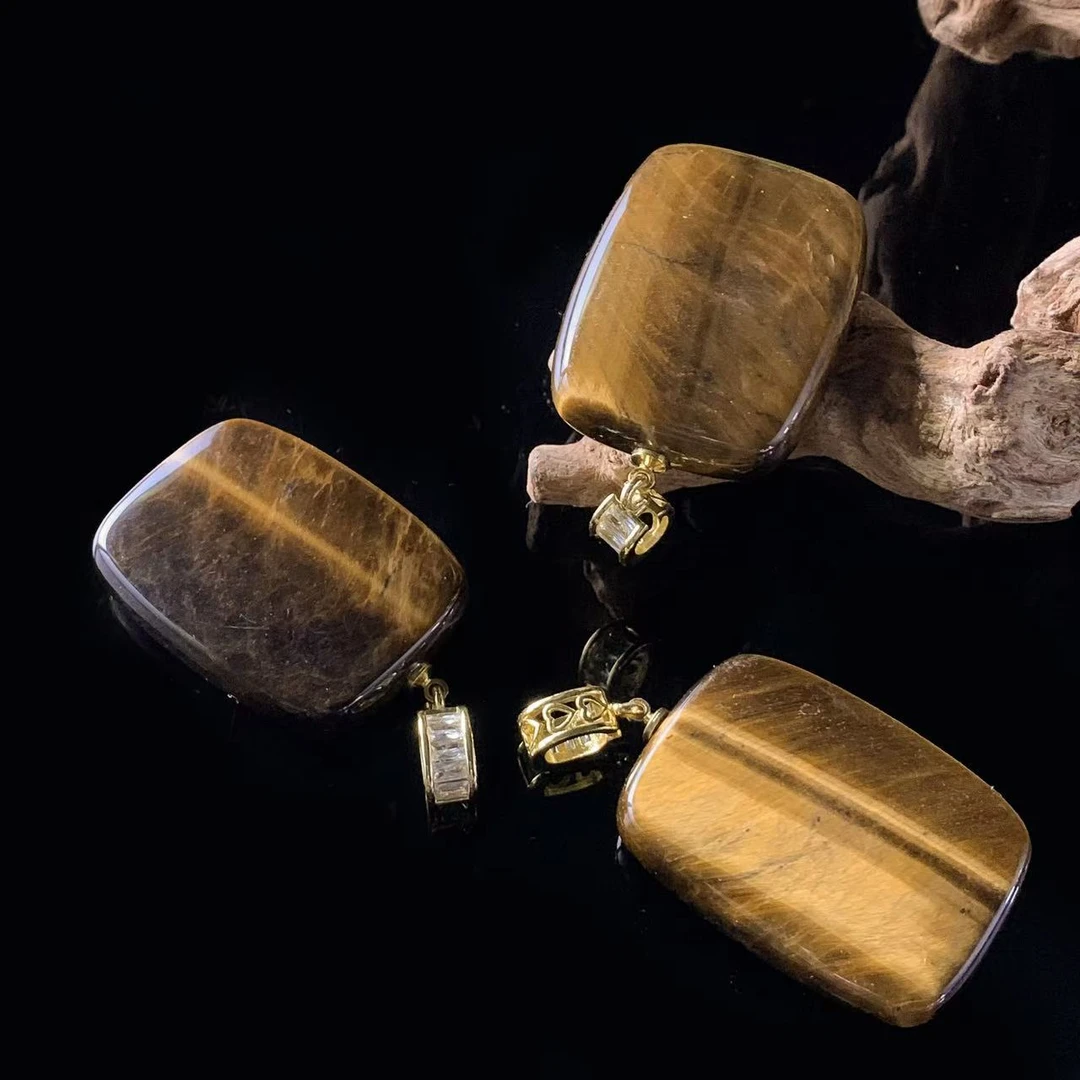 面面来财珠宝C3995-六彩明珠木变奇石无事牌-配麻花链-多样发其一