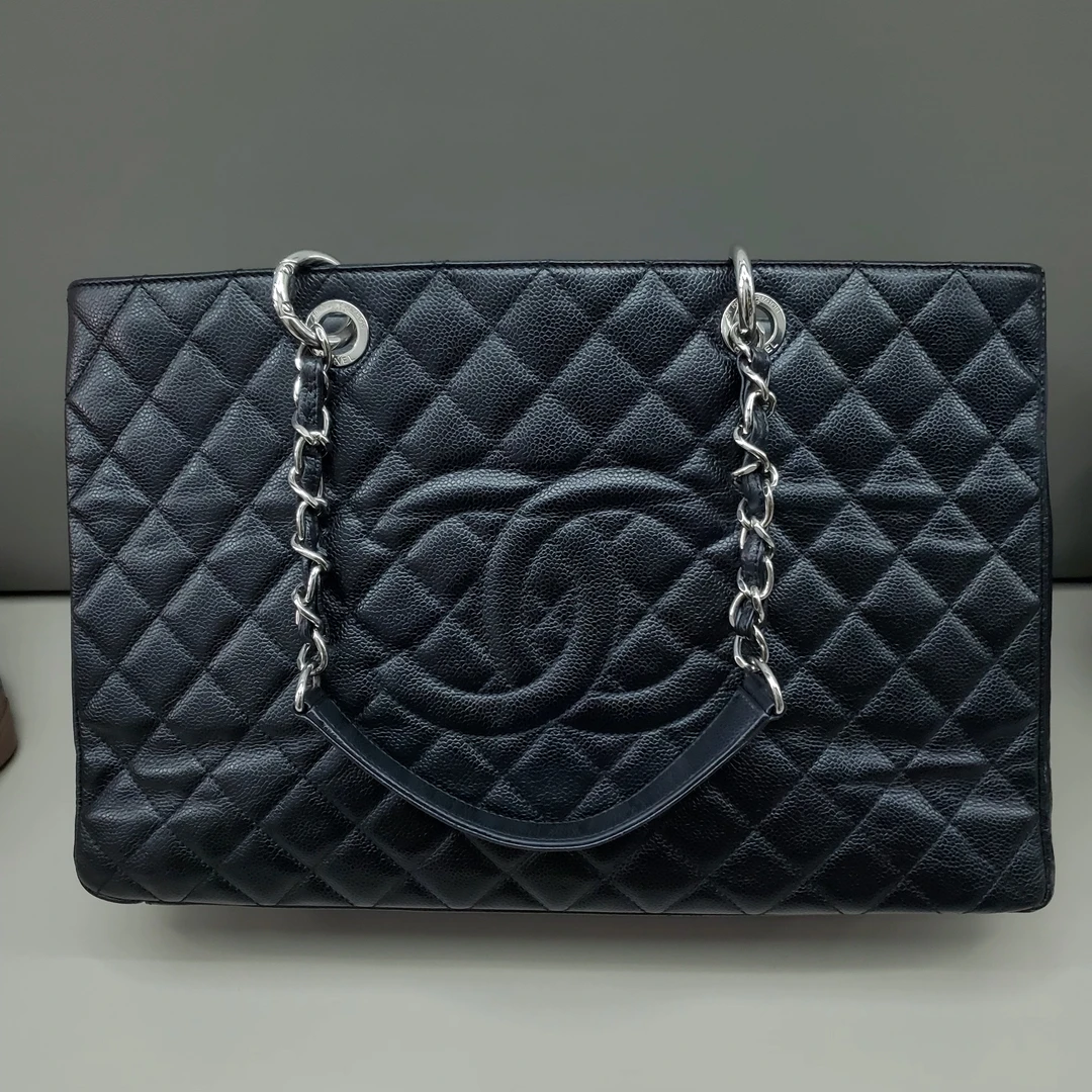 99新 Chanel/香奈儿 【文子姐专属】C106/大号黑银GST单肩包/FB