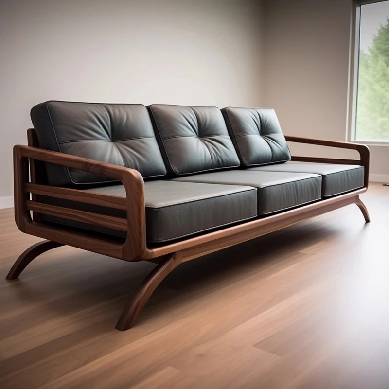 新中式北美黑胡桃木实木沙发客厅2025新款简约现代直排新中式沙发