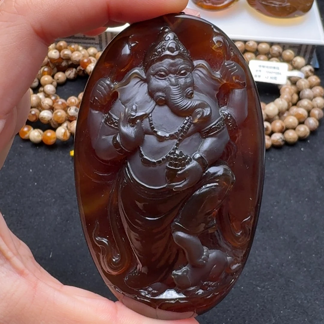 未镶嵌琥珀珠宝奇石红蜜四臂象神