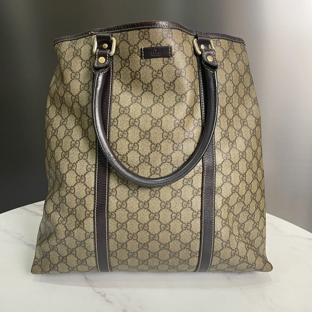 95新 GUCCI/古驰 老花Logo大容量托特包Tote包购物袋单肩16679949