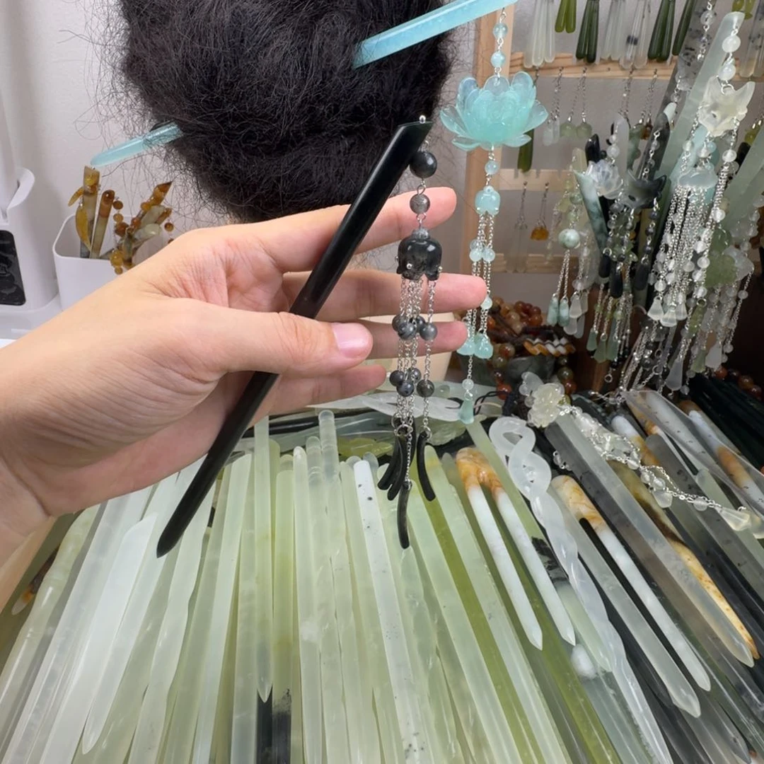 蛇纹石玉合金发饰