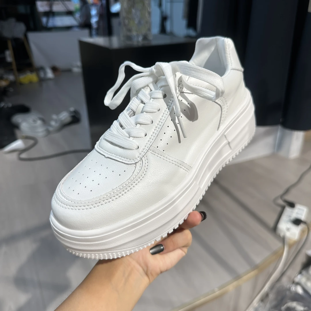 【古再力】888-真皮厚底小白鞋增高4厘米休闲女板鞋百搭运动潮鞋