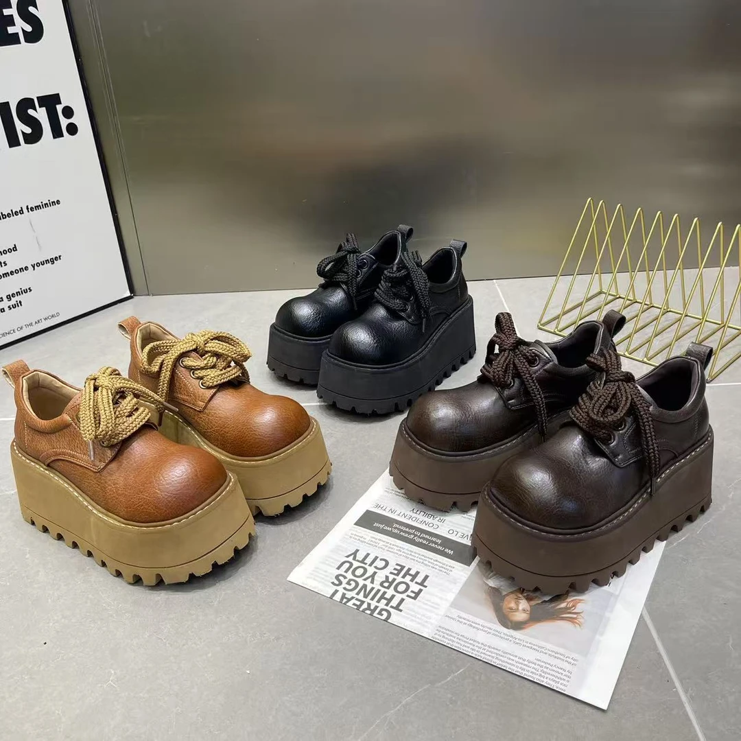 欧货小个子厚底增高乐福鞋女2025新款英伦风超轻舒适大头女鞋潮鞋