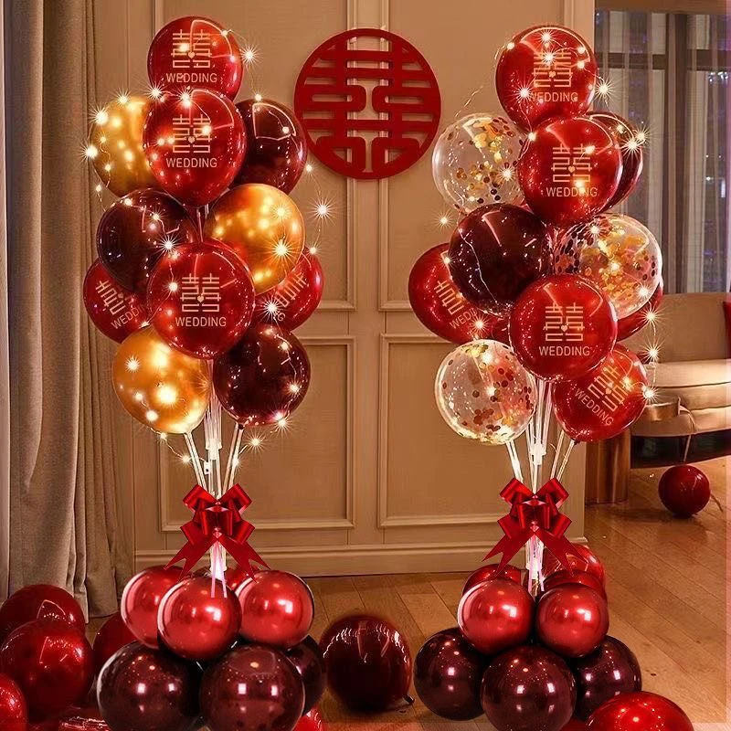 婚房气球订婚装饰浪漫婚礼新房桌飘支架布置套装立柱婚礼庭院装饰